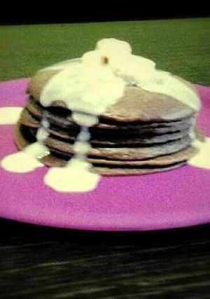 Foto resep Pancake coklat, topping vanila fla