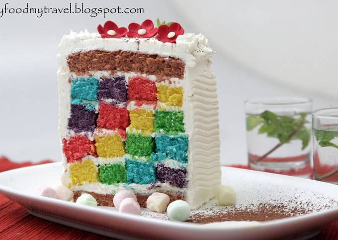 Resep Domino Rainbow Cake oleh Devi S. Lestari - Cookpad
