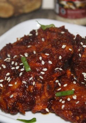 Foto resep Korean Style Spicy Chicken Wing (Fried version)