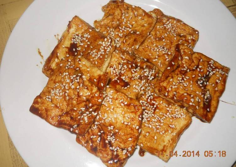 Resep Korea Pan fried tofu in soy sauce yang Enak Banget