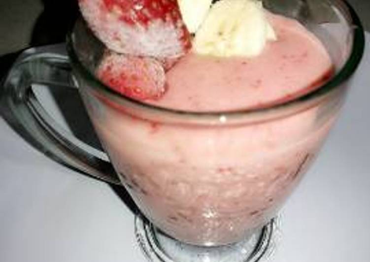 Resep smoothie banana strawberry, Enak Banget