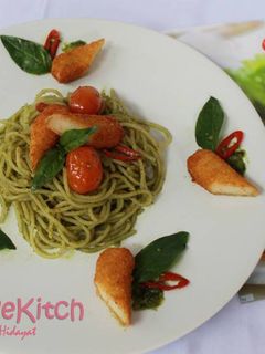 Foto resep Spicy Pesto Spaghetti