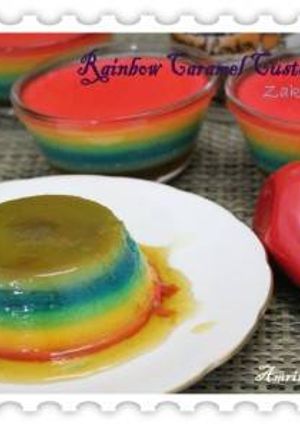 Foto resep Rainbow Caramel Custard Pudding