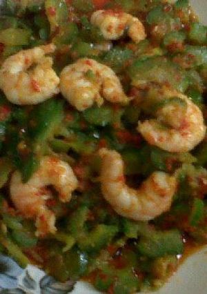 Foto resep Tumis pare pedas dengan udang