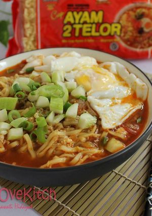 Foto resep Mie Ramen Telur Kari Pedas