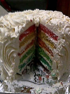 Foto resep rainbow cake in white roses