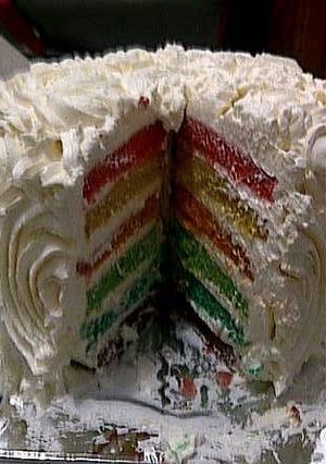 Foto resep rainbow cake in white roses