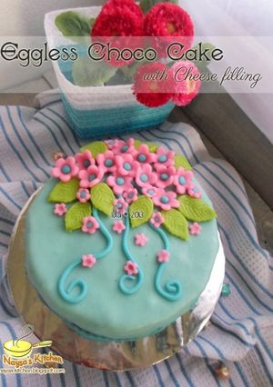 Foto resep Eggless Choco Cake with Cheese Filling