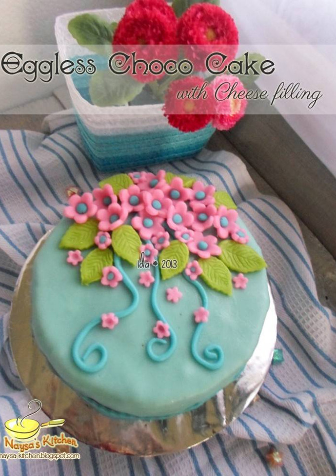 Foto resep Eggless Choco Cake with Cheese Filling