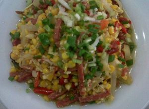 Foto resep tumis jagung dengan daging burger