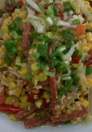 Foto resep tumis jagung dengan daging burger