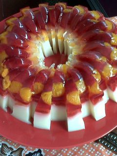 Foto resep Puding Lapis Susu Strawberry Jeruk