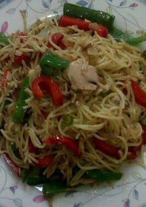 Foto resep Spaghety Tumis Tuna Paprika