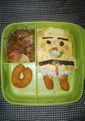 Foto resep bento nasi spongebob