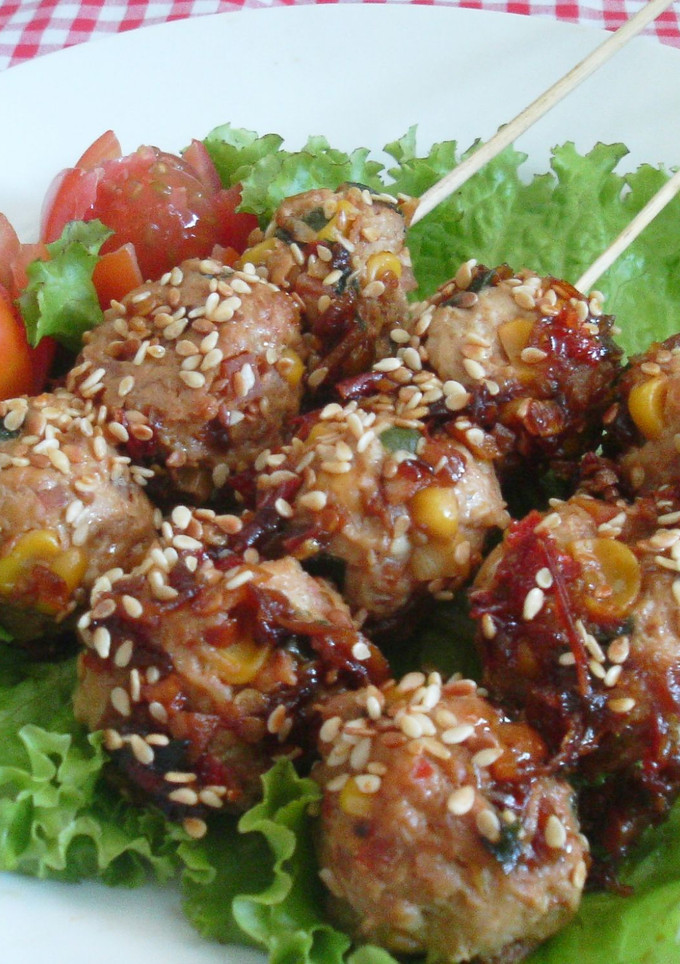 Foto resep Sate Bola-Bola Ayam Isi Sayur