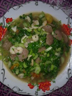 Foto resep Pak choy, bakso, udang saus tiram