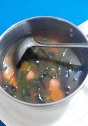 Foto resep Sup daun ginseng apa adanya