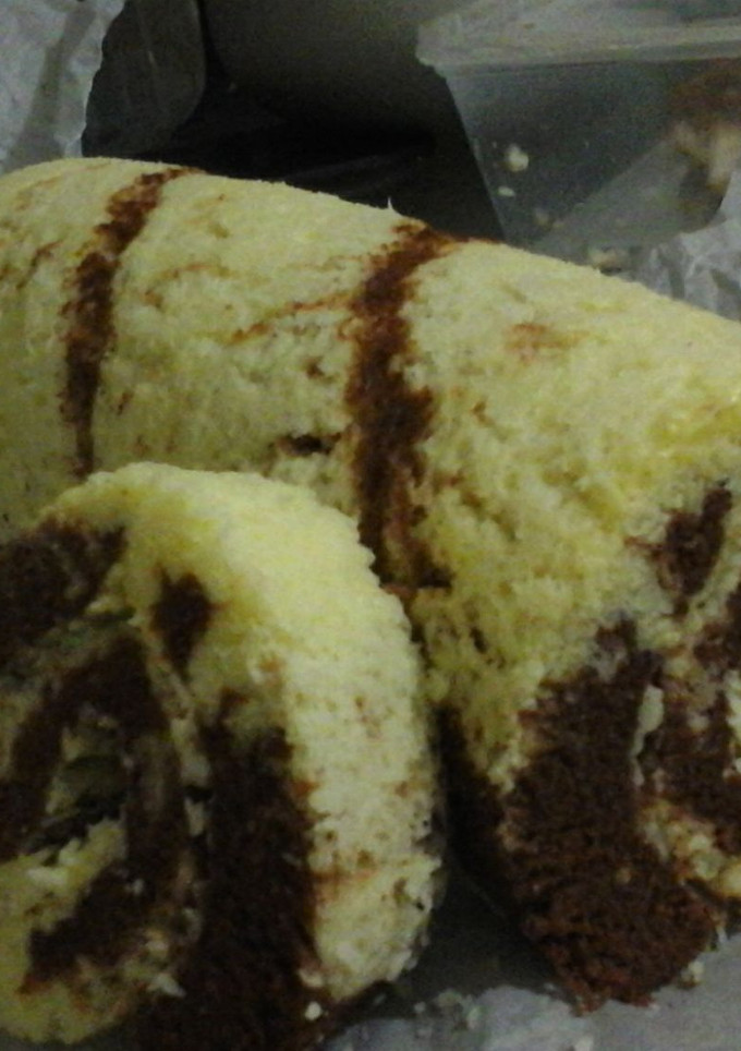 Foto resep rol cake kukus black n white
