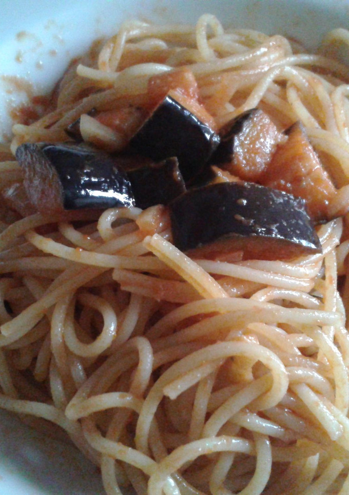 Foto resep Spageti bumbu saus terong pedas