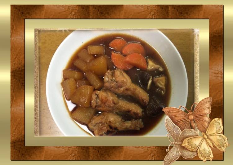 Langkah memasak Ayam lobak bumbu mixs (柔らか 鳥 だいこん 煮物) khas jepang ala Az Lezat