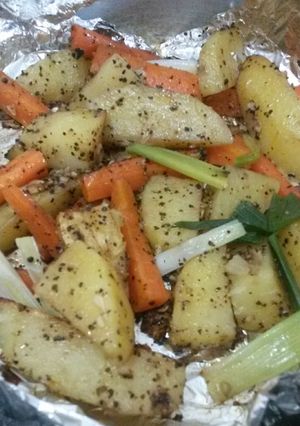 Foto resep Baked Potato and Carrot Wedges Blackpepper Alacin