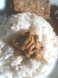 Foto resep Nasi putih Tempe goreng Sambal pencit (mangga muda)