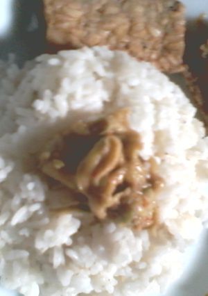 Foto resep Nasi putih Tempe goreng Sambal pencit (mangga muda)