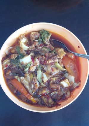 Foto resep gongso telur sayur pedassss