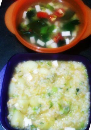 Foto resep bubur kentang dan udang + sup ikan kakap (13month)