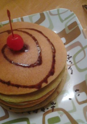 Foto resep Buttermilk Choco Pandan Pancake