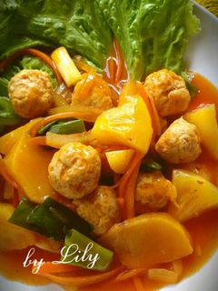 Foto resep Sweet&Sour Chicken Meatballs/bola ayam asam manis