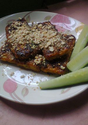 Foto resep tempe bakar tabur kacang