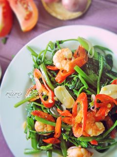 Foto resep Cah kangkung udang