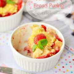 A picture of Strawberry Bread Pudding.