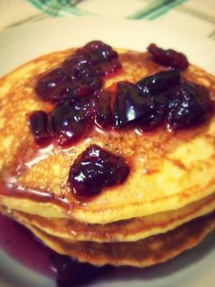 Foto resep Homemade Pancake with Cherry Syrup