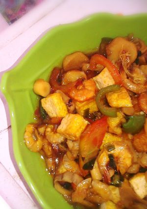 Foto resep tumis udang jamur saus tiram
