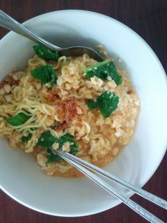 Foto resep Mie Kari Ayam Lodoh Sayur Kailan pagi hari