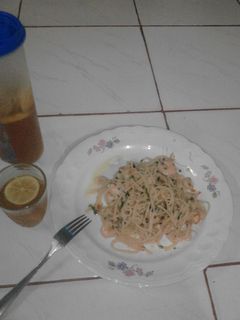 Foto resep shrimp aglio olio spaghetty