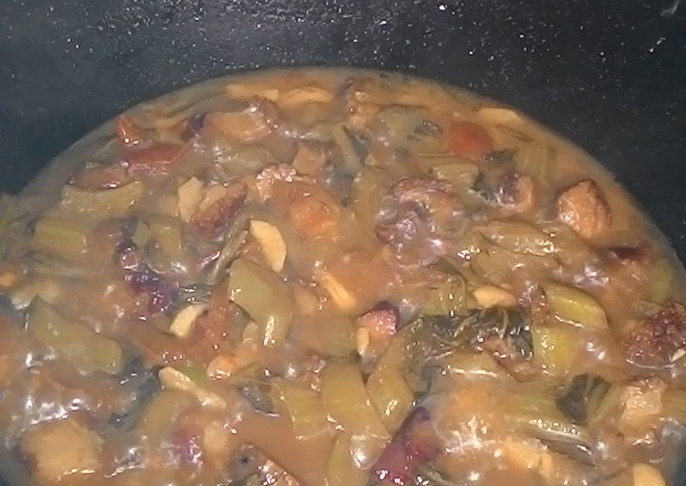 sawi hijau dengan babi (kiam chye with pork) non halal