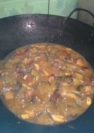 Foto resep sawi hijau dengan babi (kiam chye with pork) non halal