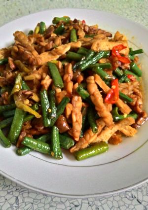 Foto resep Oseng-oseng Kacang panjang Campur Tempe
