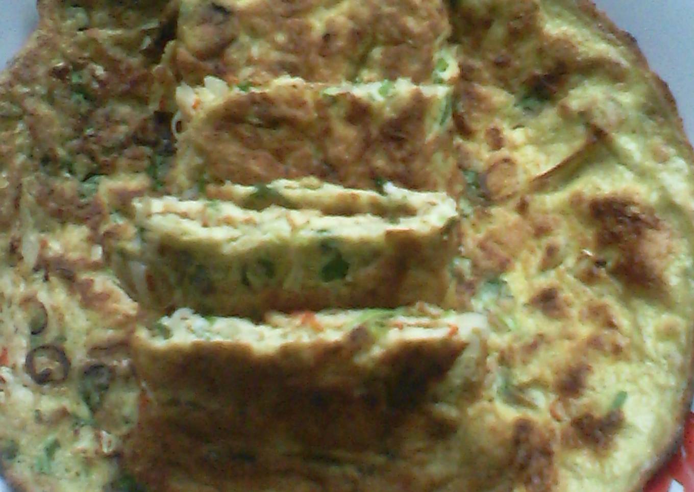 Telur bebek dadar+sayuran