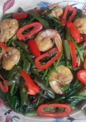 Foto resep OSENG BAYAM UDANG saos IKAN