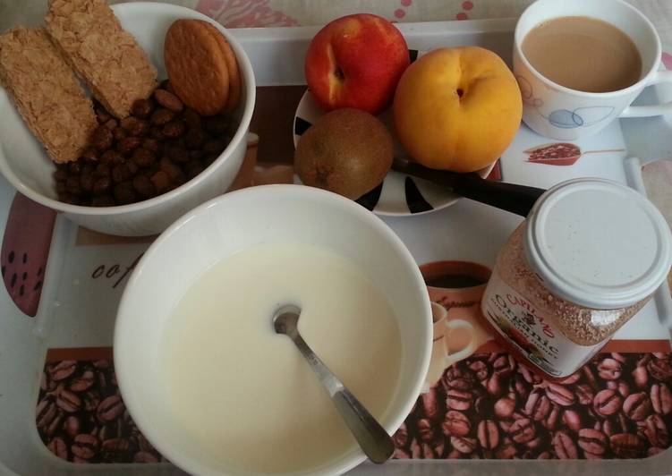 Cara Gampang Membuat CEREAL HONEY - PEACH KIWI fruits " 3 menit" yang Enak Banget