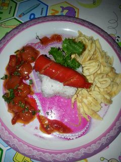 Foto resep Sosis asam manis dengan dadar telur gulung