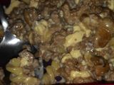 Macaroni tahu, jamur, daging