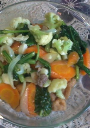 Foto resep ayam tepung siram capcai