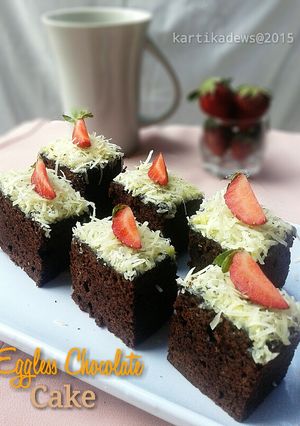 Foto resep EGGLESS CHOCOLATE CAKE (no telur, no mikser, dikukus)