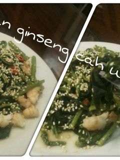 Foto resep Daun Ginseng cah Udang