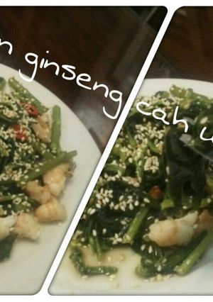 Foto resep Daun Ginseng cah Udang
